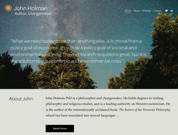 John Holman author changemaker website by Anna Trussler