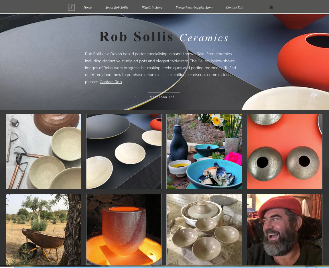 Home page for Rob Sollis pottery website