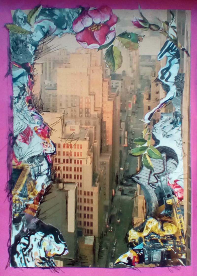 Early paper & ink collage 'Apocalypse Rose'