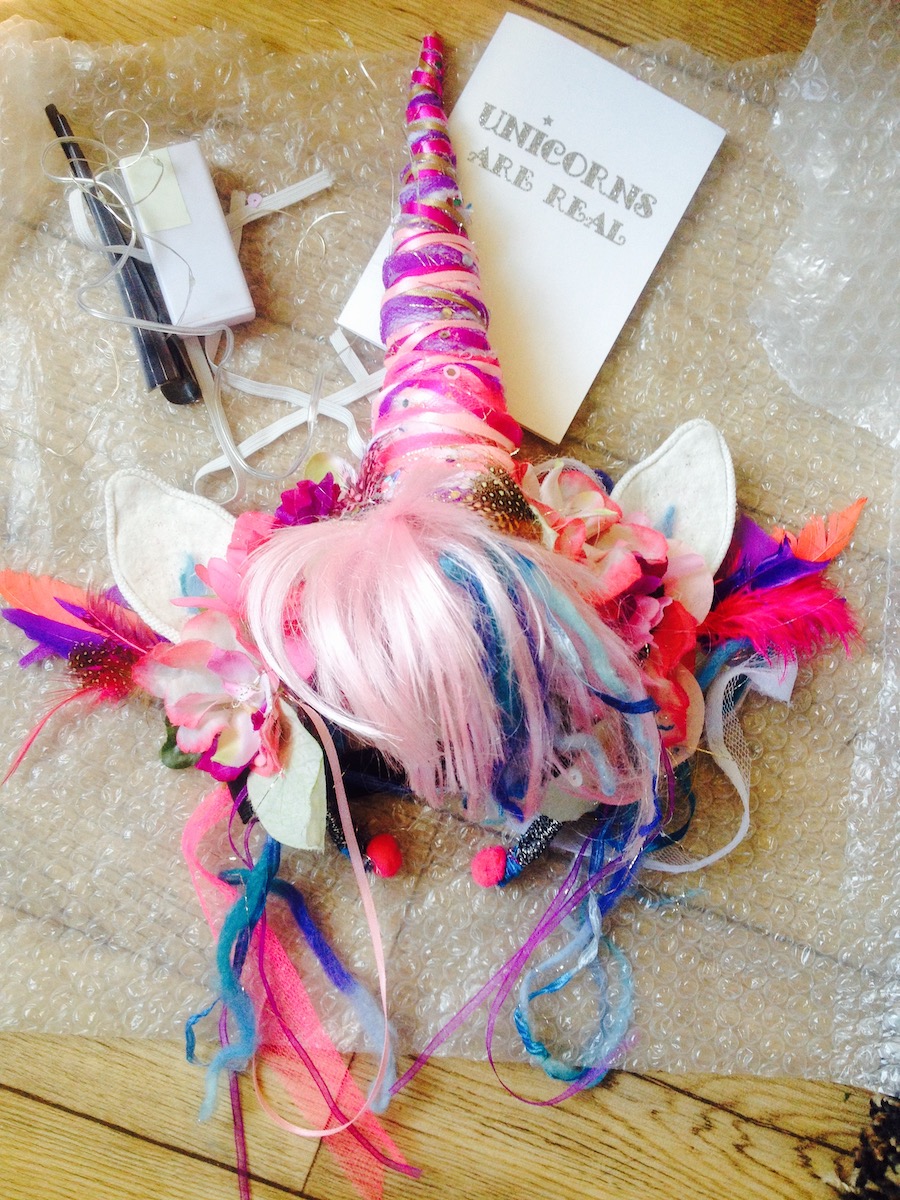 Hand made unicorn horn headdress by Anna trussler